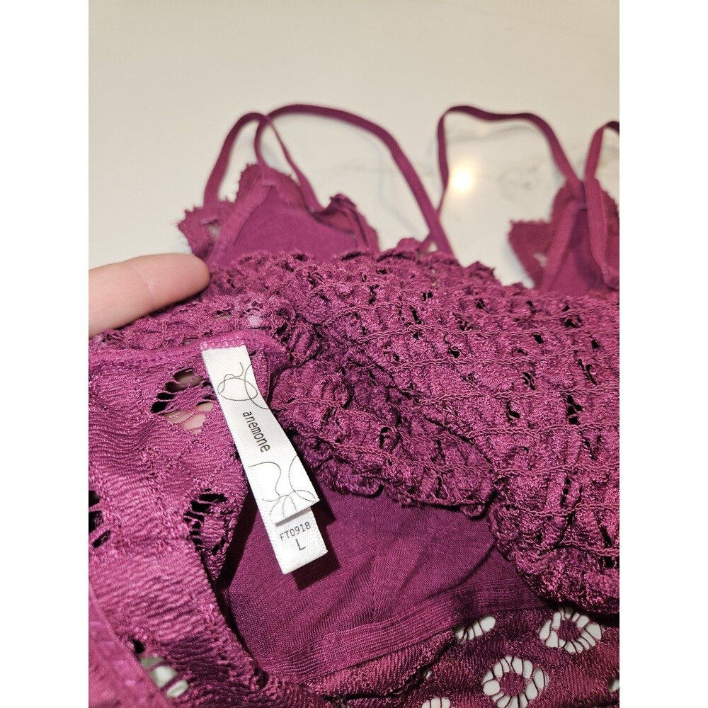 Anemone Women's Bralett Bra Size L, wince Colored Lace With Adjustable Straps - Picture 3 of 3